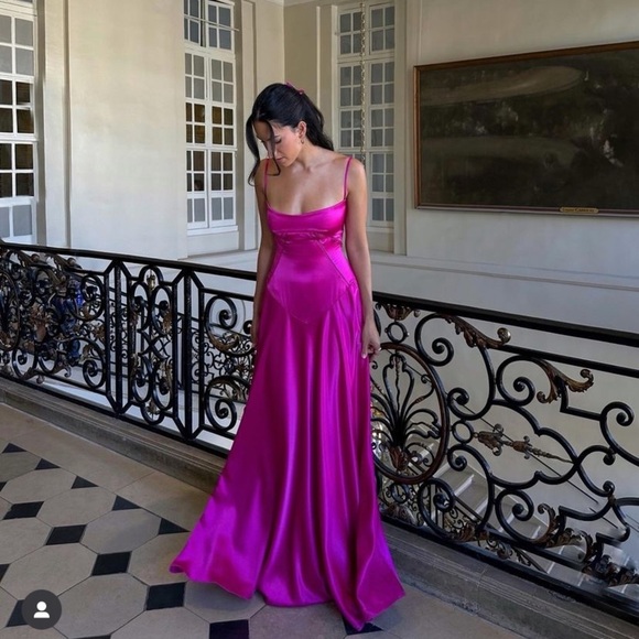 HOUSE‎ OF CB 'Anabella' Fuchsia Lace Up Maxi Dress NWOT pink size L A-C - Picture 10 of 12